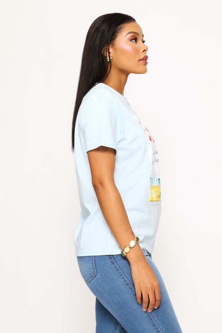 Meet Me At The Beach Tee - Pale Blue