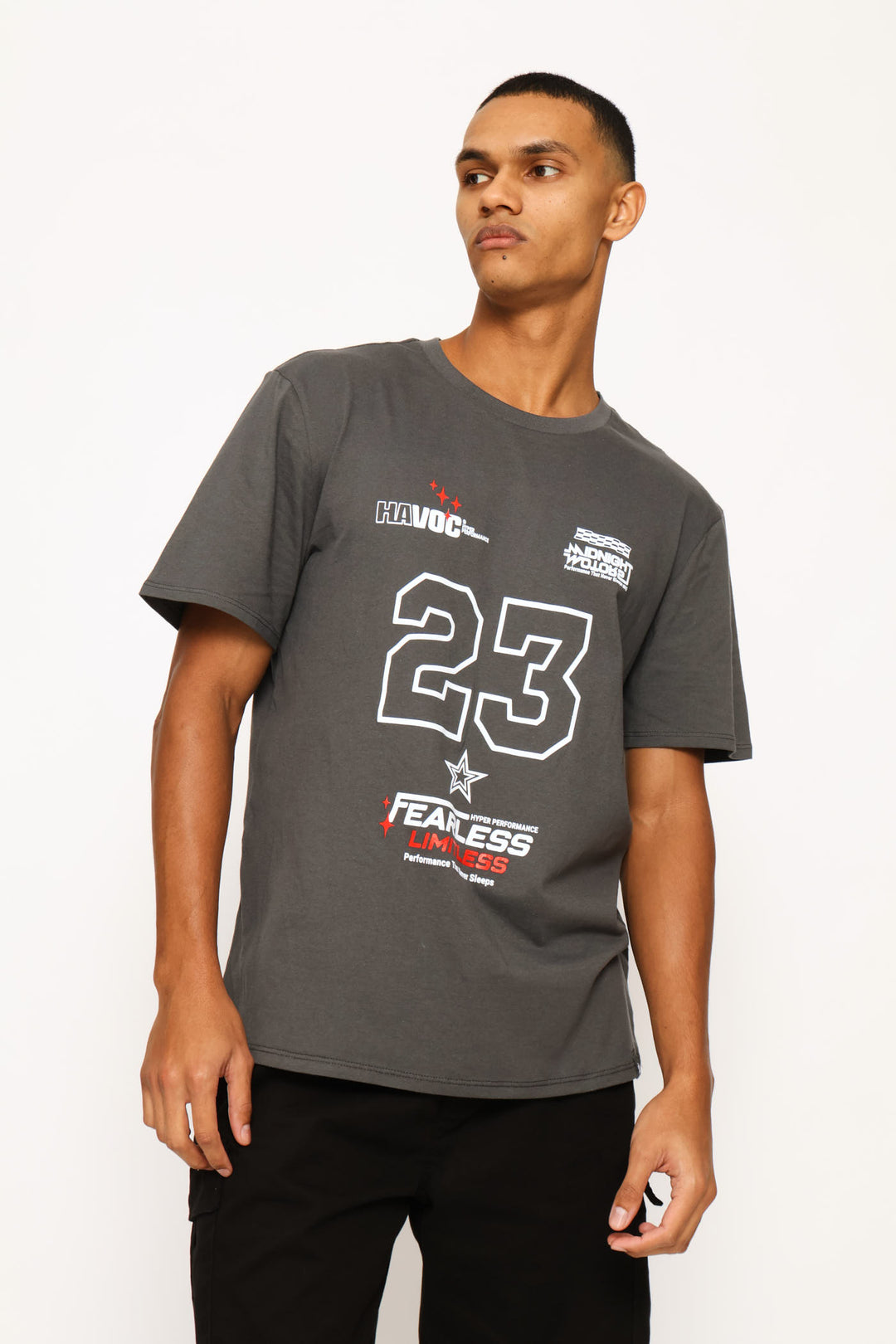 Number Sports Print Tee - Dark Grey