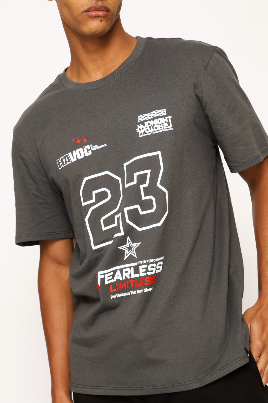 Number Sports Print Tee - Dark Grey