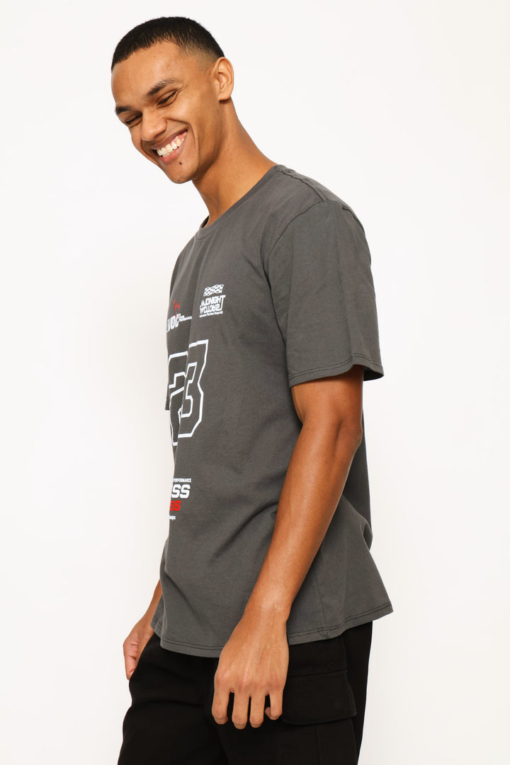 Number Sports Print Tee - Dark Grey
