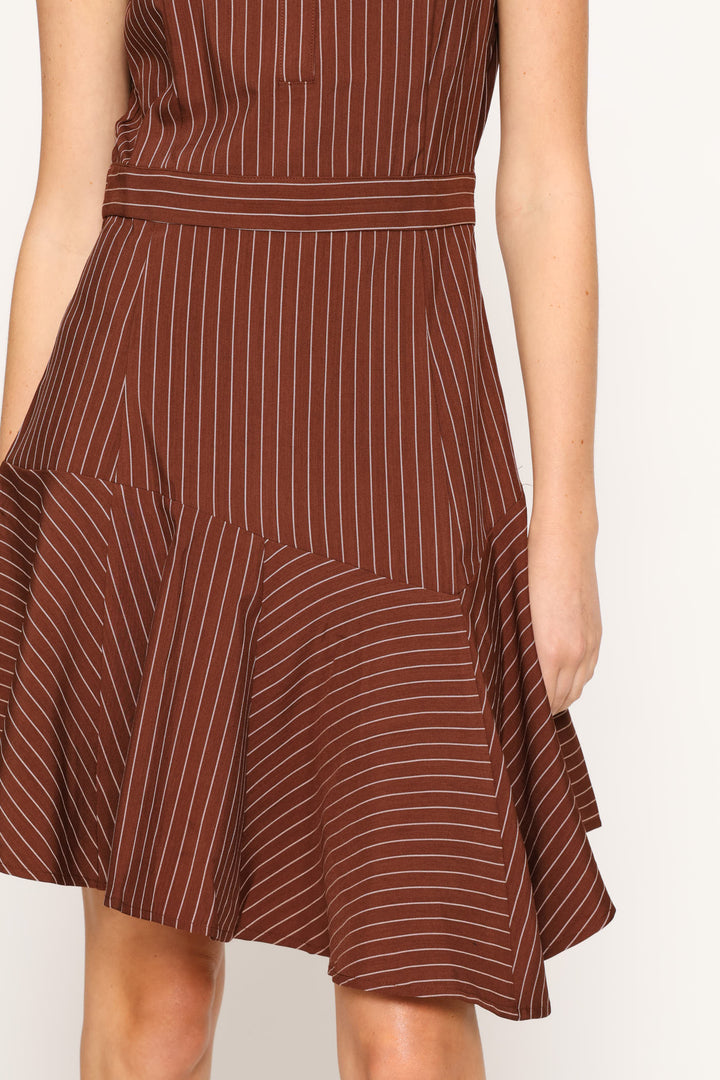 Sleeveless Fit & Flare Mini Dress - Brown