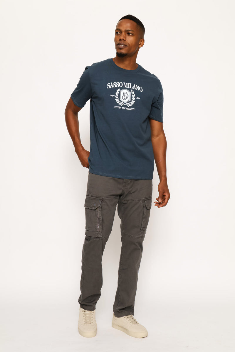Milano Crest Print Tee - Petrol