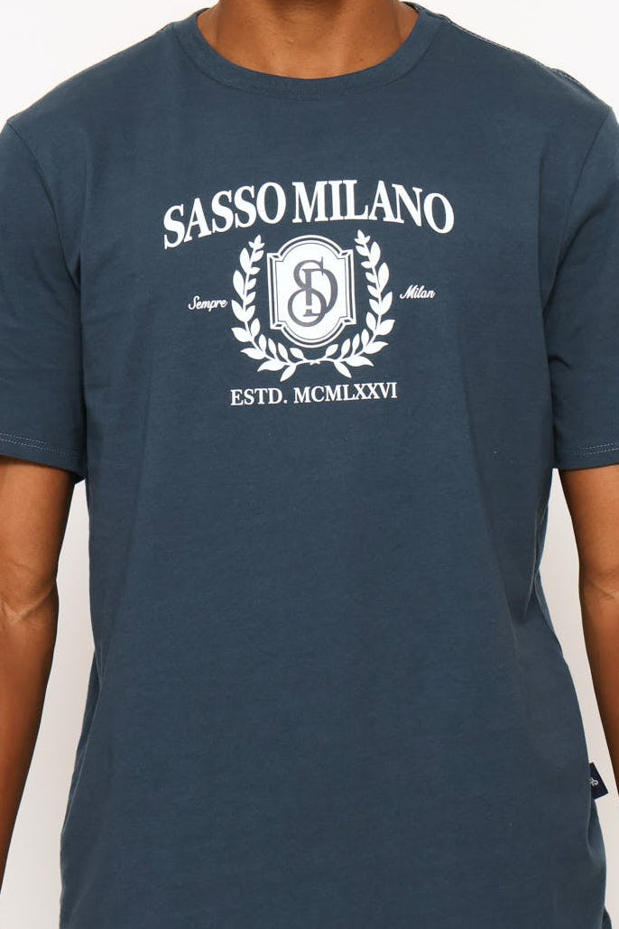 Milano Crest Print Tee - Petrol