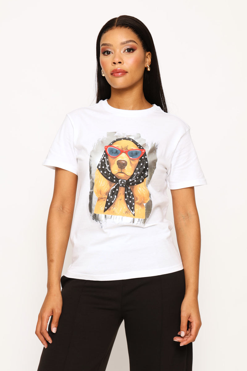 Diva Spaniel Tee - White