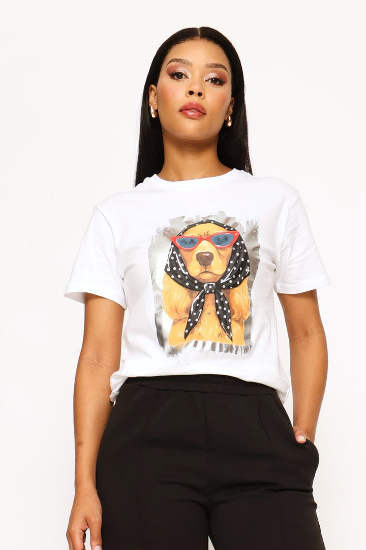 Diva Spaniel Tee - White