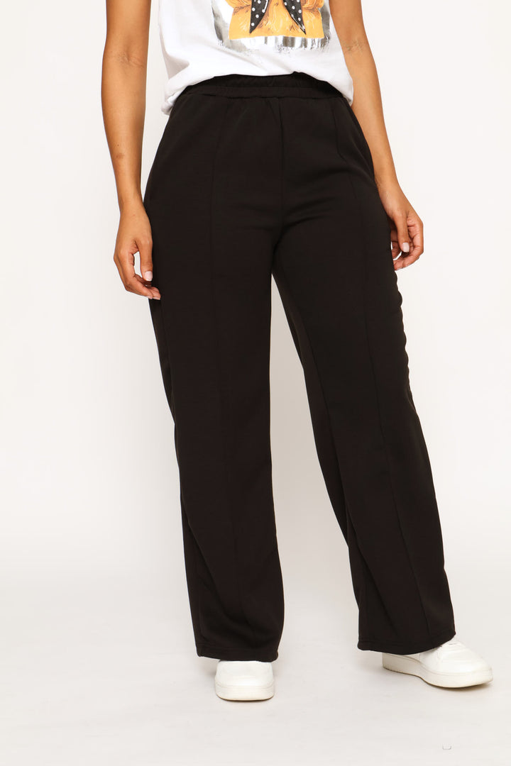 Pull On Pinched Seam Sport Wide Leg Pant - Black