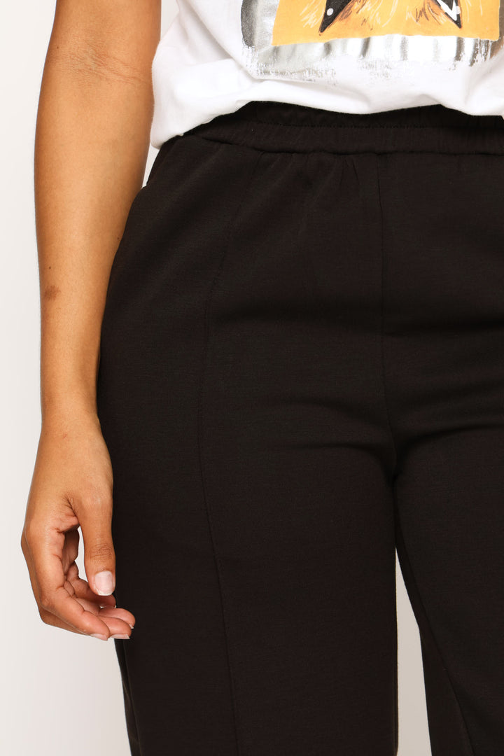 Pull On Pinched Seam Sport Wide Leg Pant - Black