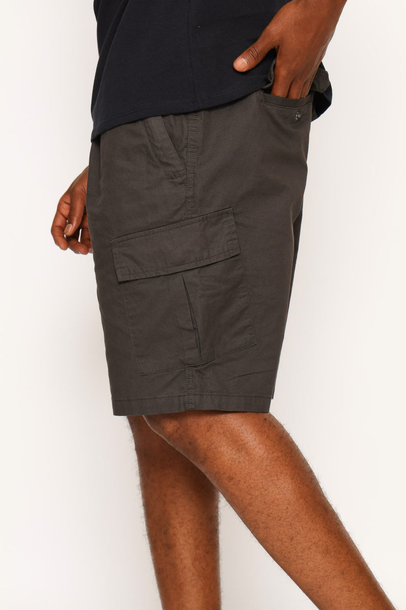 Pull On Cargo Short - Charcoal