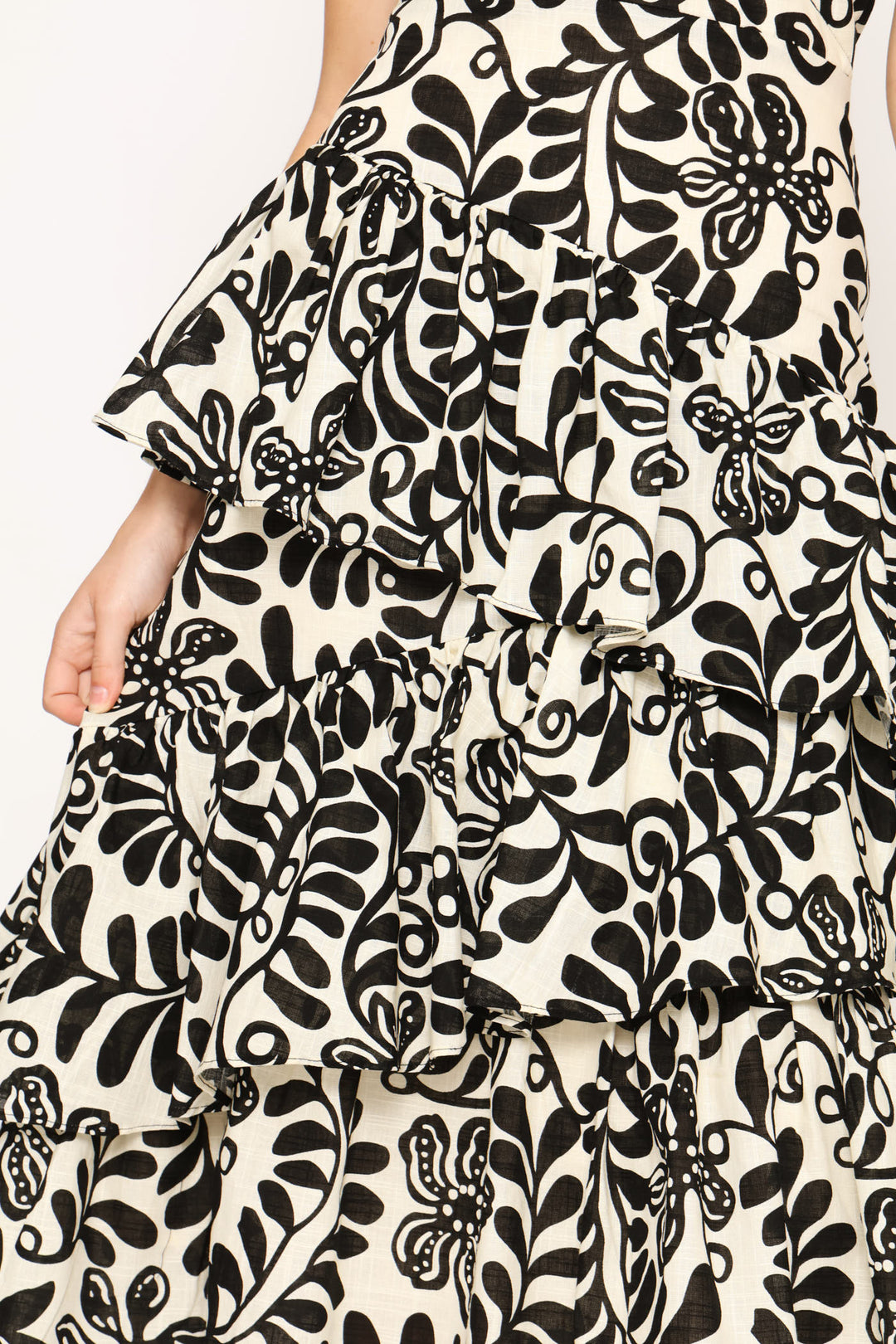Backless Woven Dress - Black/Cream
