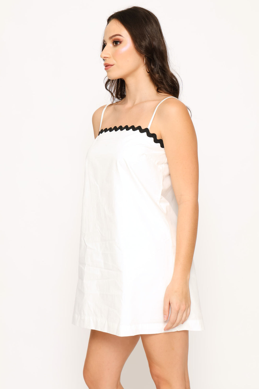 Square Neck Strappy Slip Mini Dress - White