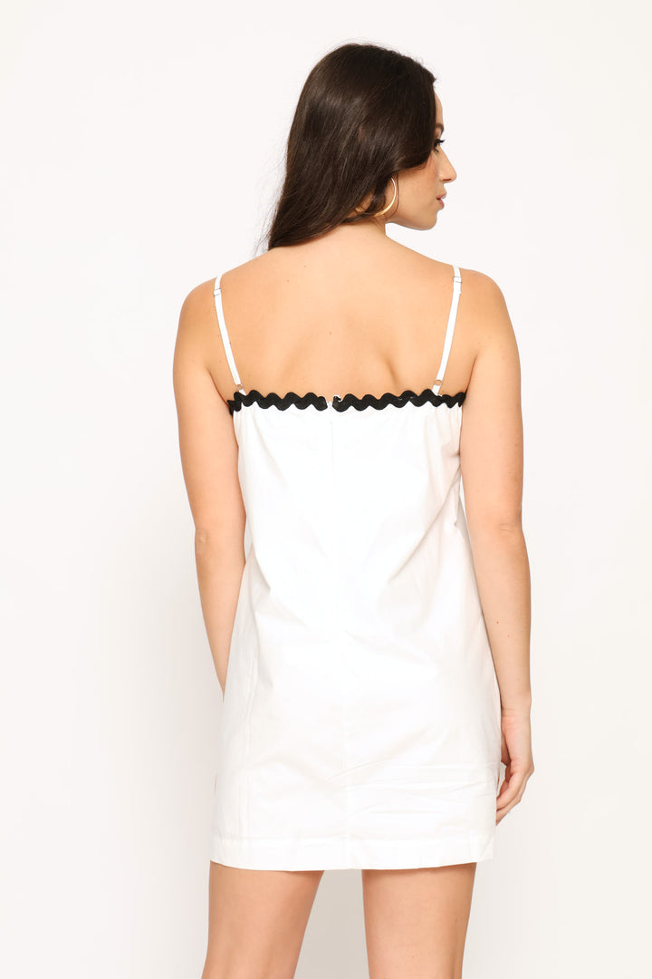 Square Neck Strappy Slip Mini Dress - White