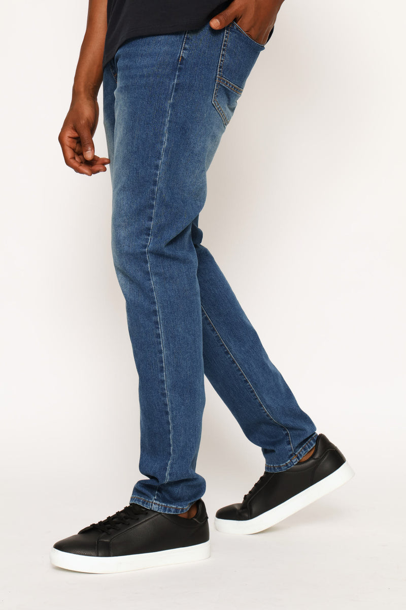 Whisker Slim Denim - Mid Wash