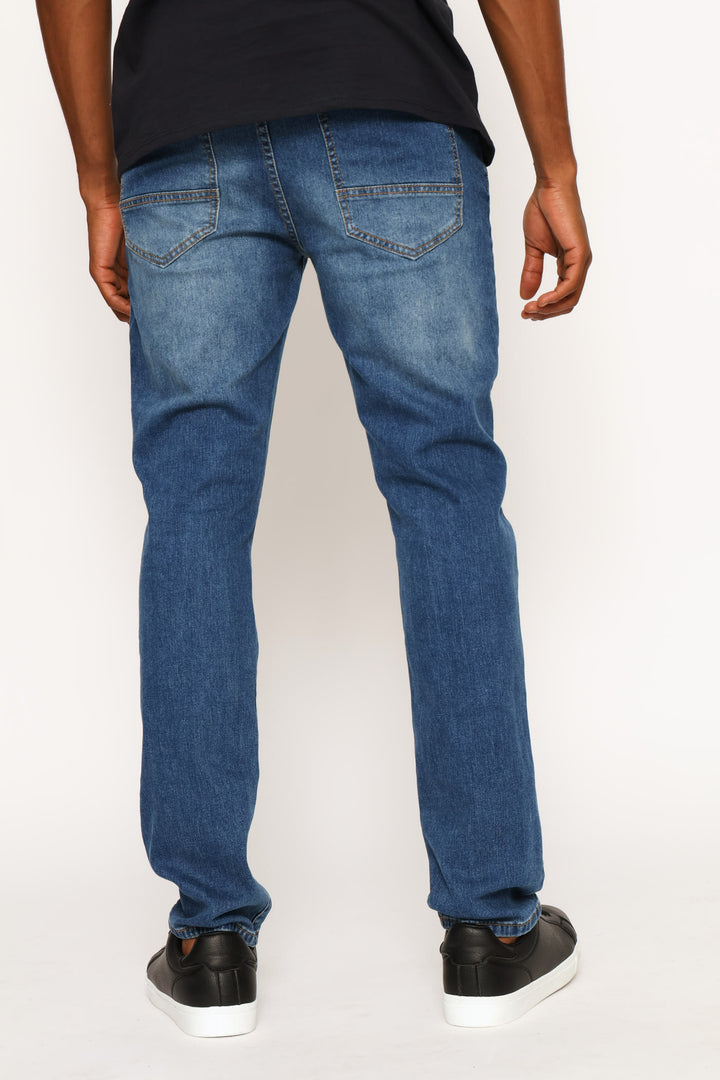 Whisker Slim Denim - Mid Wash