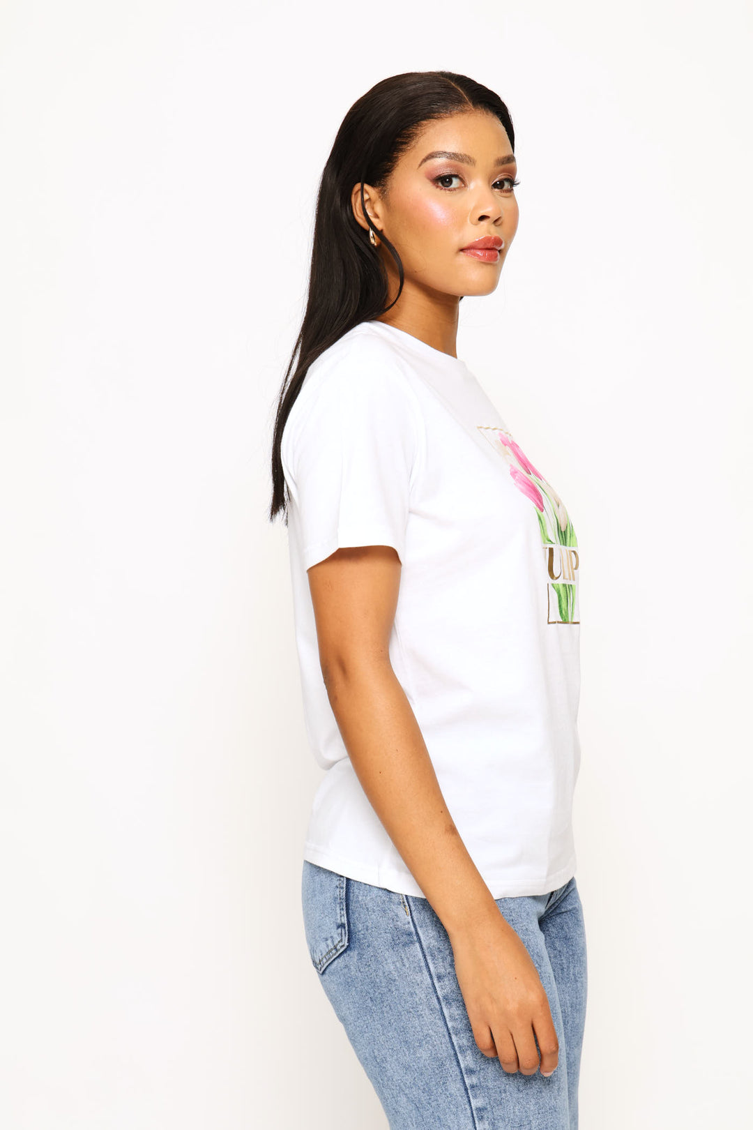 Tulips Foil Tee - White