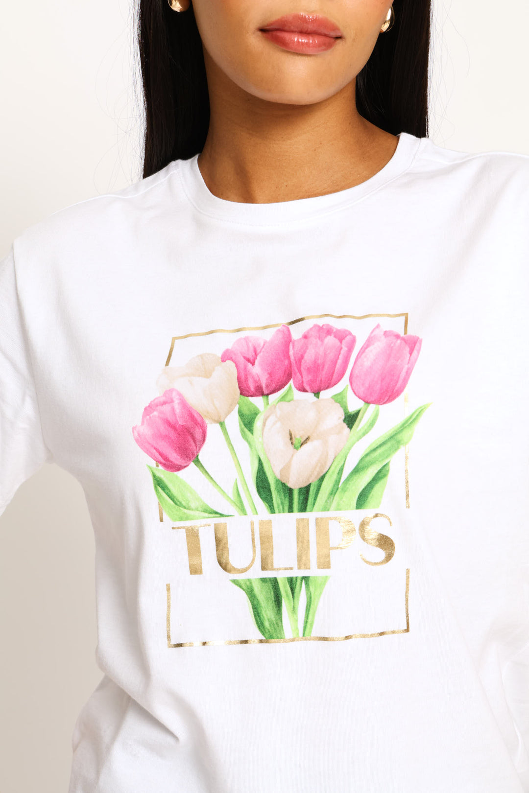 Tulips Foil Tee - White