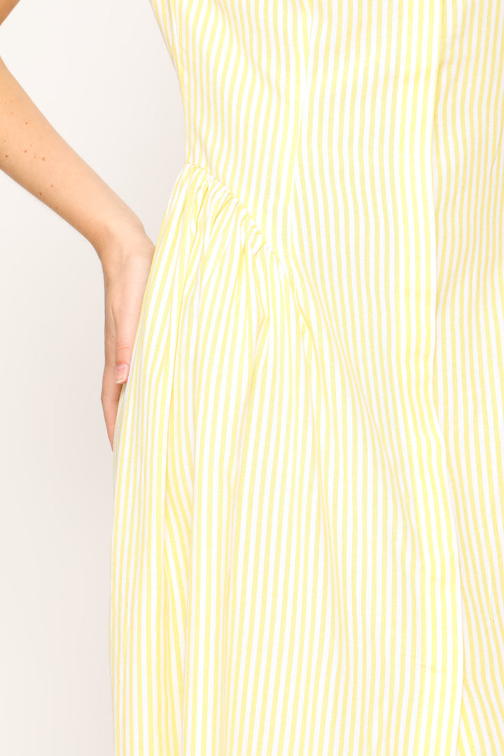 Sleeveless Fit & Flare A-Line Maxi Dress - Light Yellow