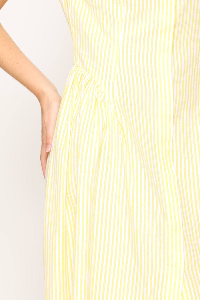 Sleeveless Fit & Flare A-Line Maxi Dress - Light Yellow
