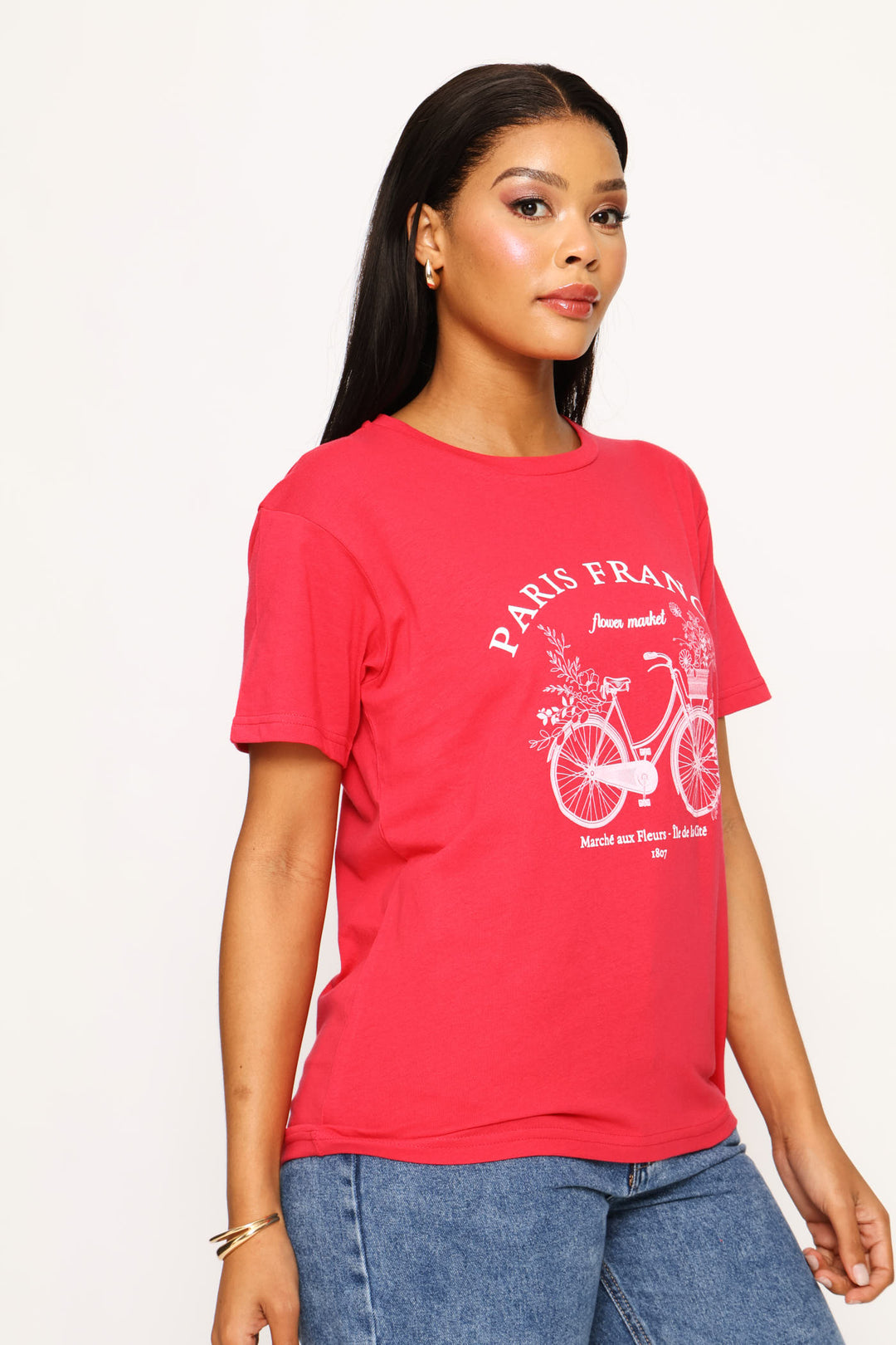 Paris France Bicycle Tee - Magenta