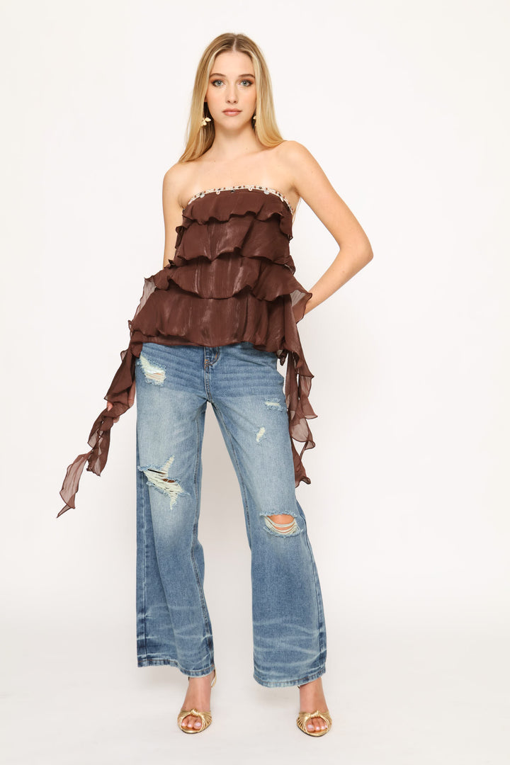 Woven Tube Top - Brown