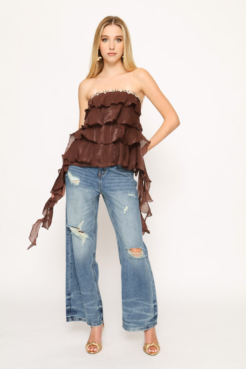 Woven Tube Top - Brown