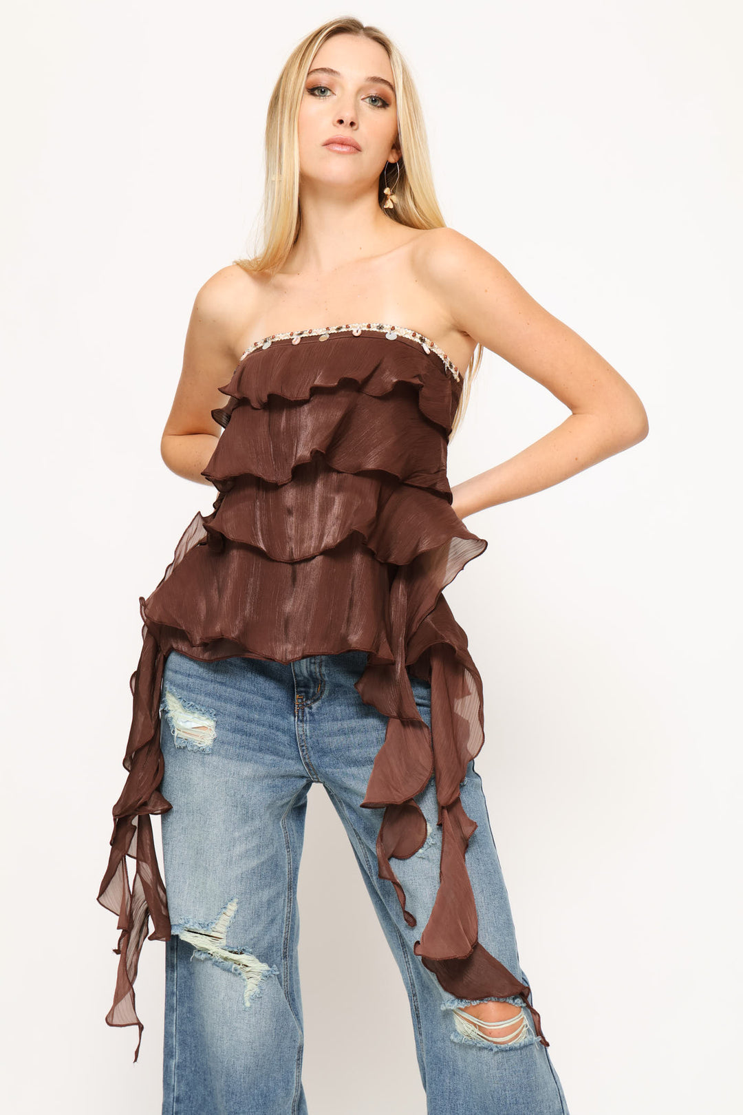 Woven Tube Top - Brown