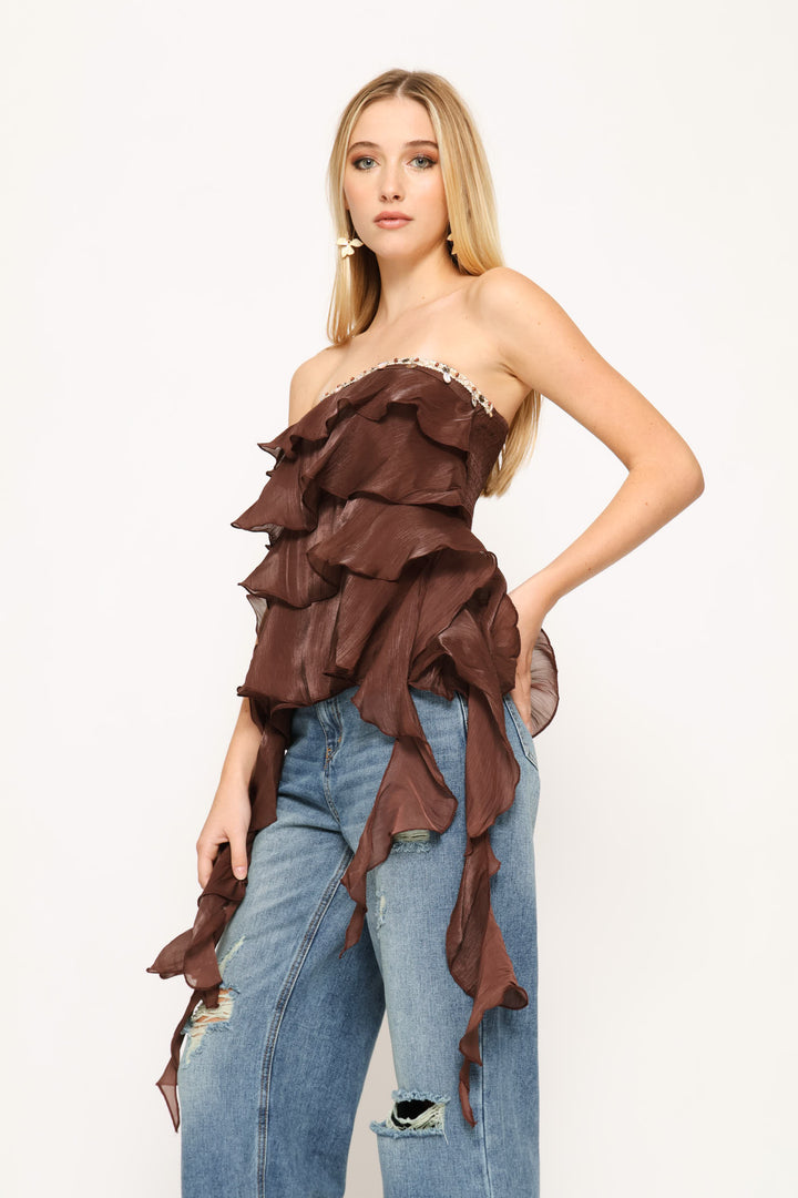 Woven Tube Top - Brown