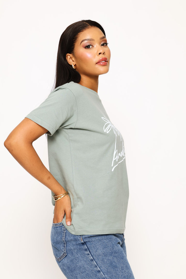 Paradise Palm Tee - Eucalyptus Green