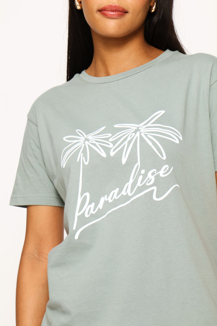 Paradise Palm Tee - Eucalyptus Green