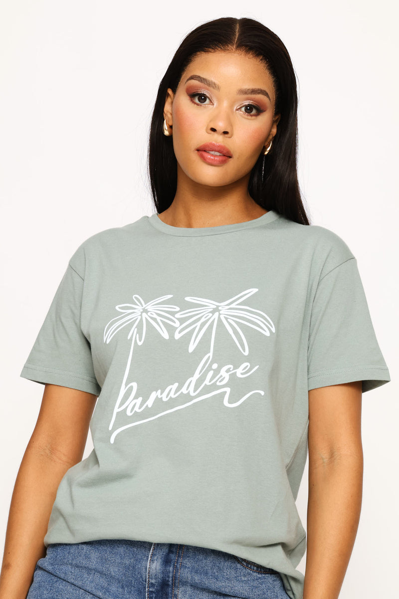 Paradise Palm Tee - Eucalyptus Green