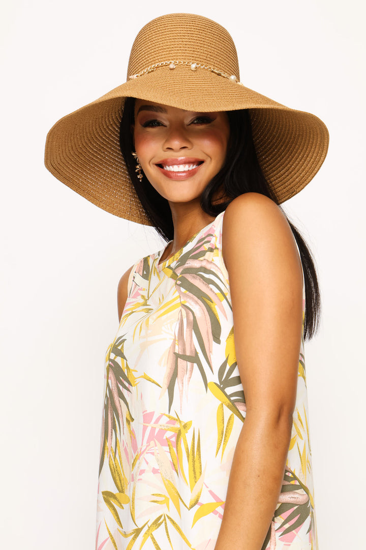 Shell Detail Sunhat - Tan