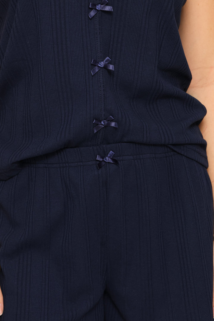 Textured Knit Sleep Short - Navy