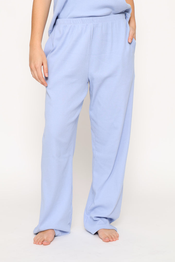 Straight Leg Rib Sleep Pant - Blue