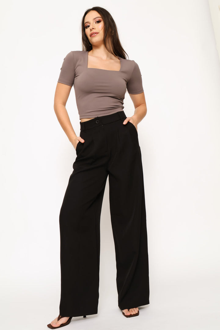 Skin Tight Square Neck Tee - Slate