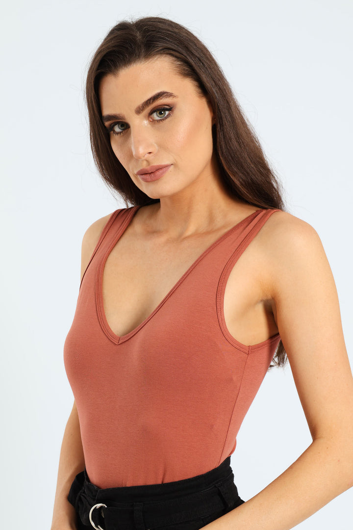 V-Neck Bodysuit - Copper