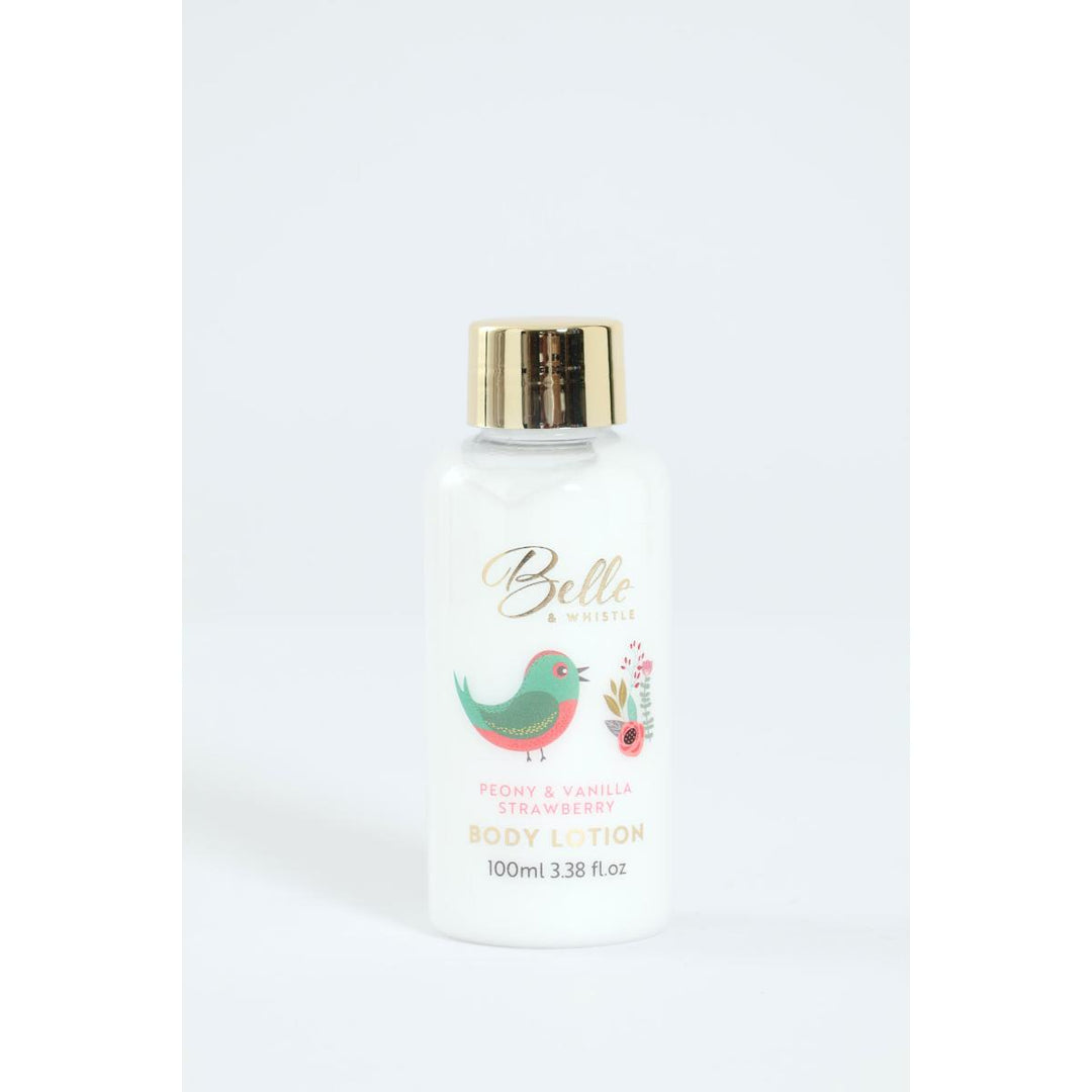 Belle & Whistle Peony & Vanilla Strawberry Bath Set
