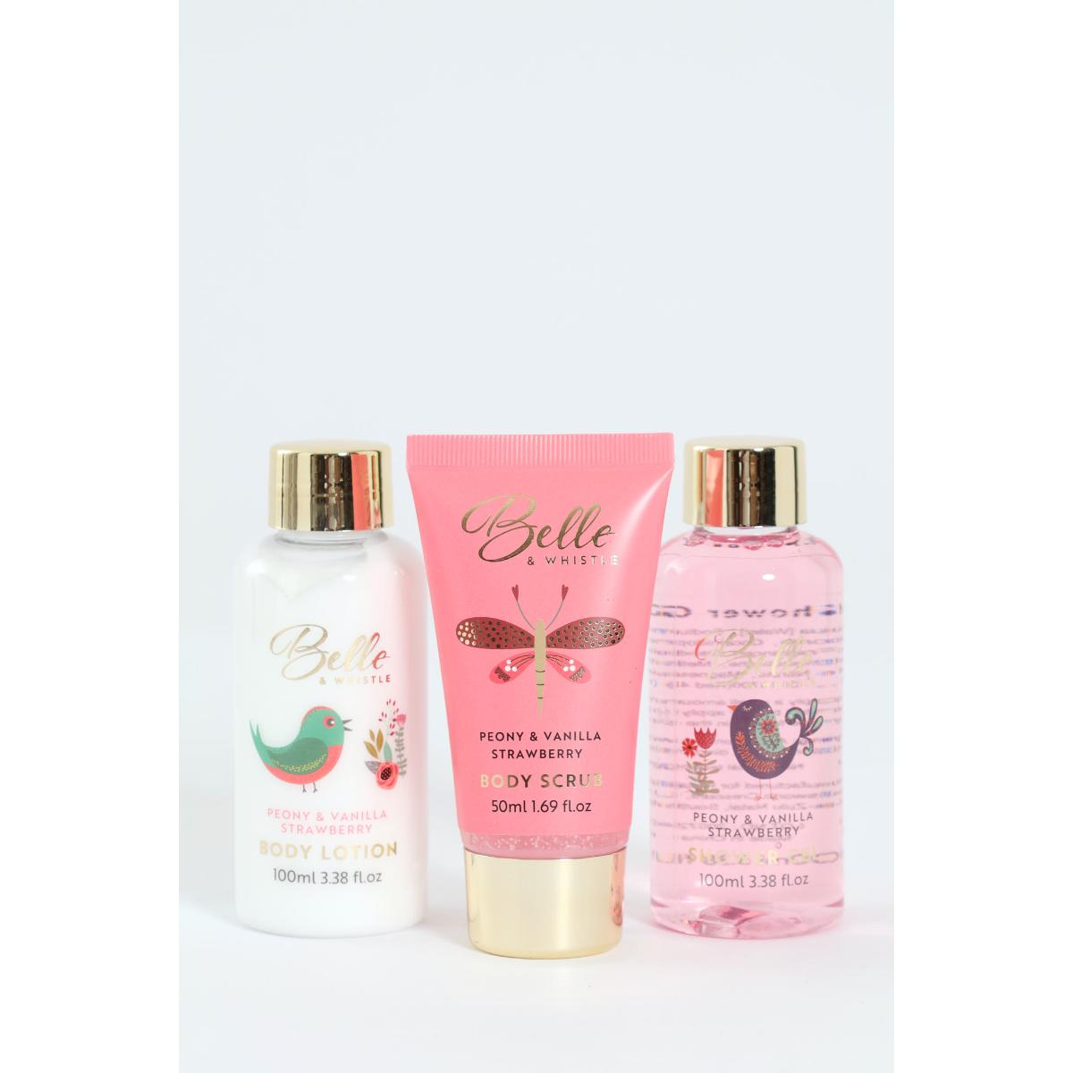 Belle & Whistle Peony & Vanilla Strawberry Bath Set – Edgars
