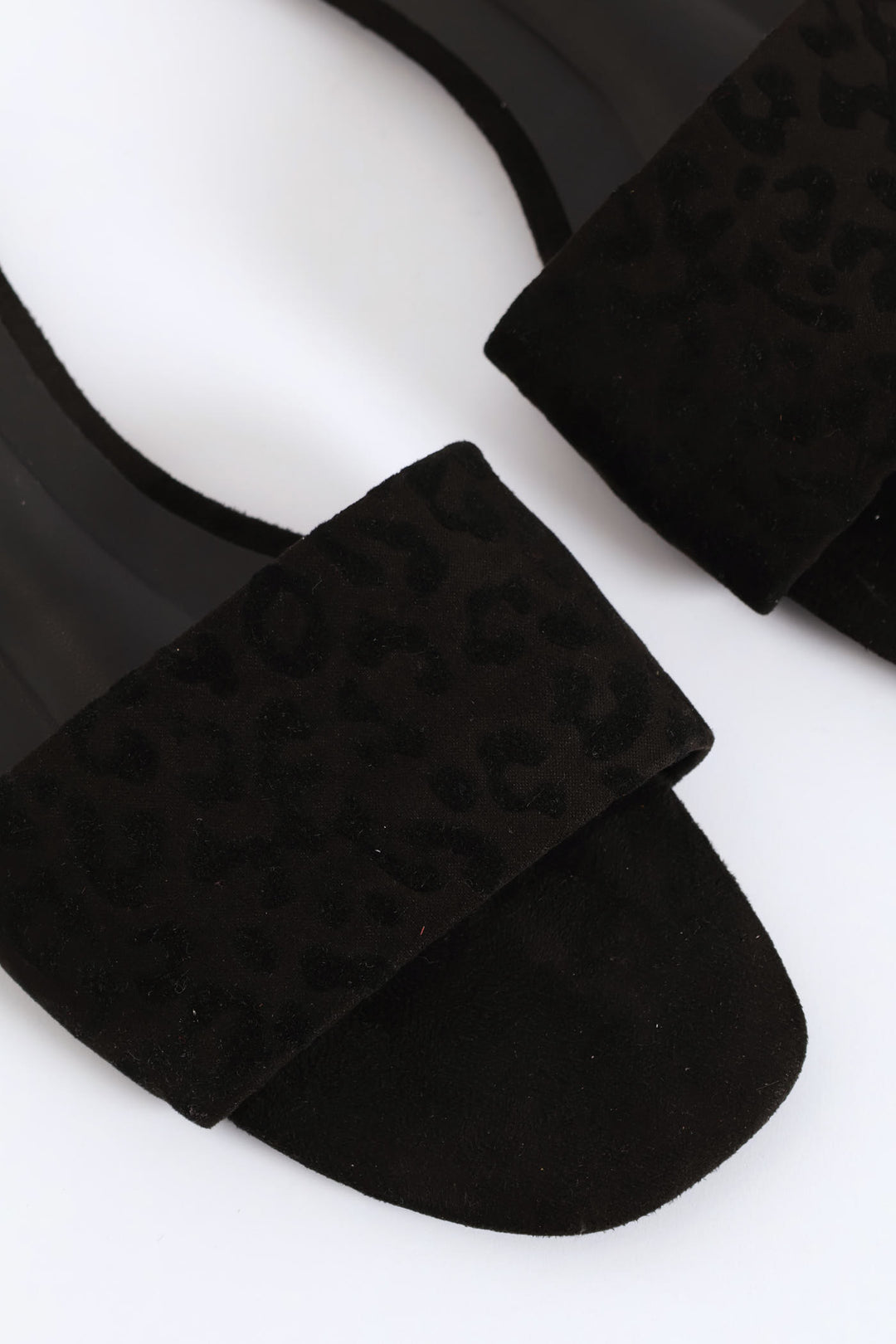 Single Band Animal Print Mule Sandal - Black