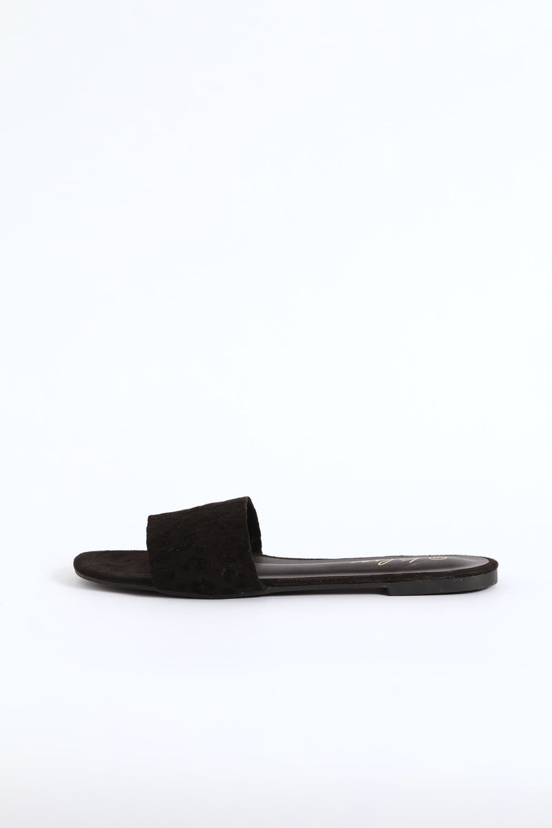 Single Band Animal Print Mule Sandal - Black