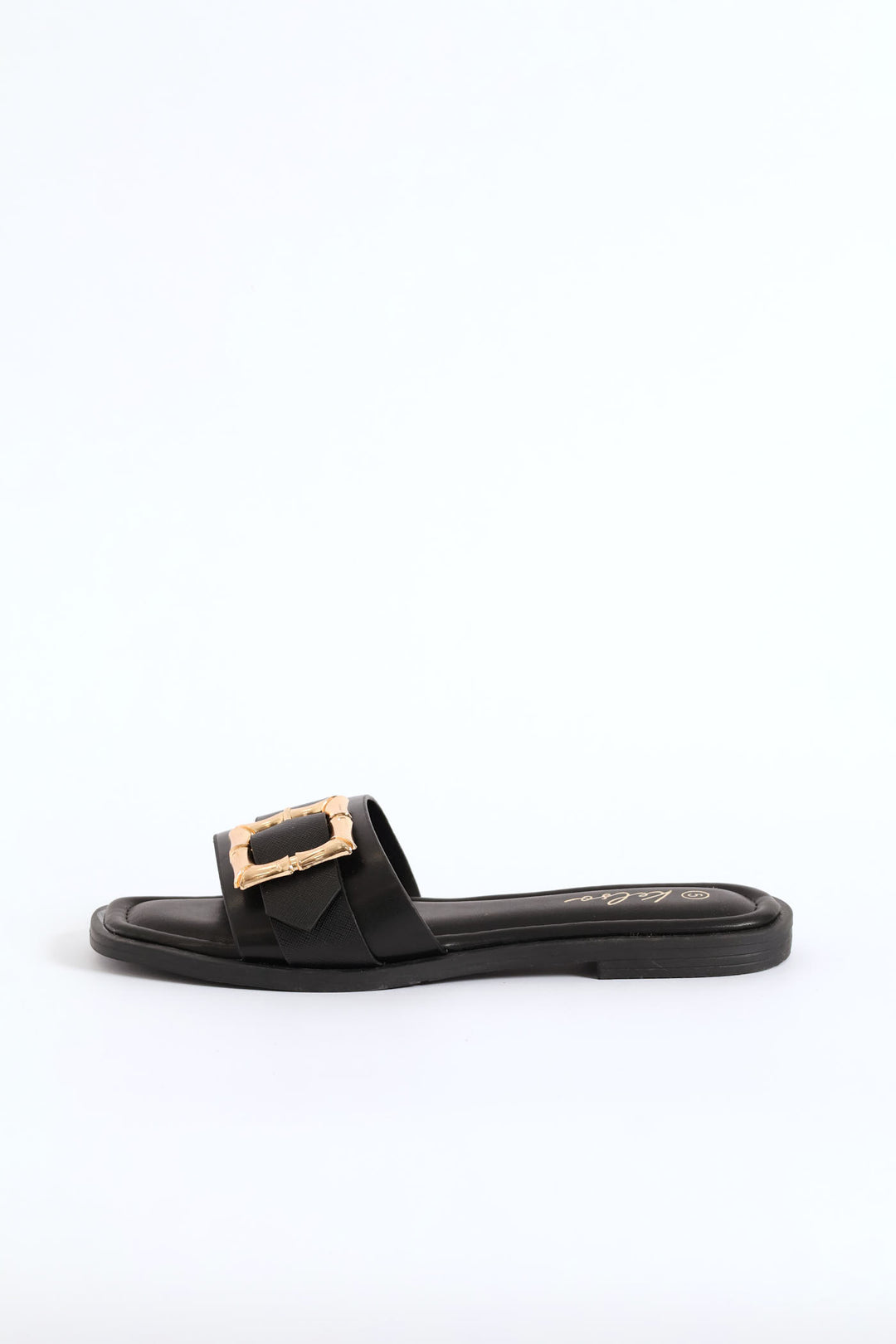Bamboo Buckle Detail Single Band Sandal - Black