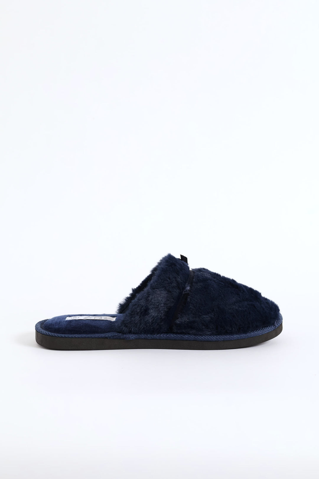 Satin Bow Detail Closed Toe Slipper - Navy