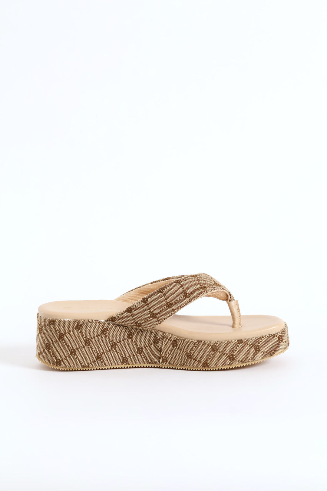 Monogram Wedged Thong Sandal - Natural