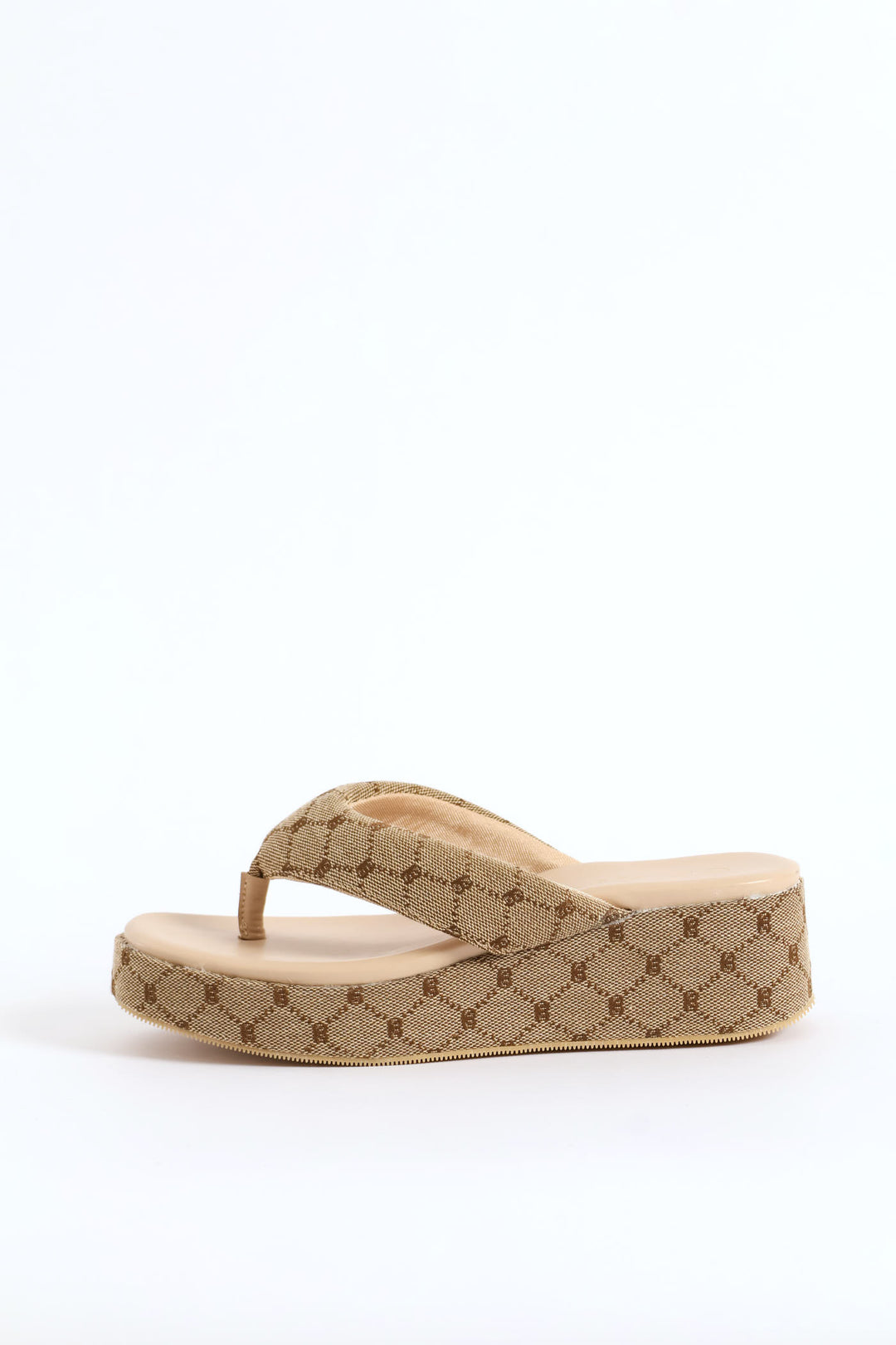 Monogram Wedged Thong Sandal - Natural