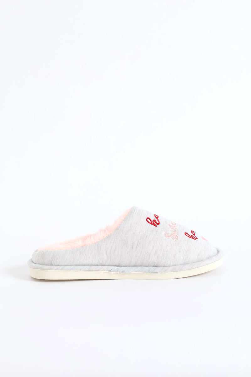 Home Sweet Home Slipper - Pink/Grey