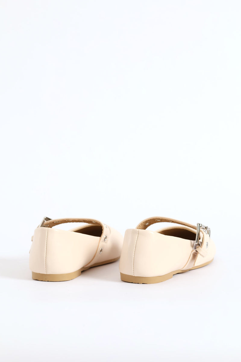 Girls Eyelet Mary Jane Pump - Cream