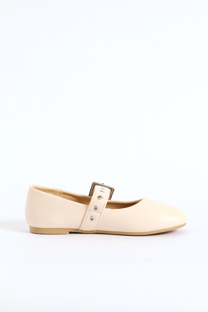 Girls Eyelet Mary Jane Pump - Cream