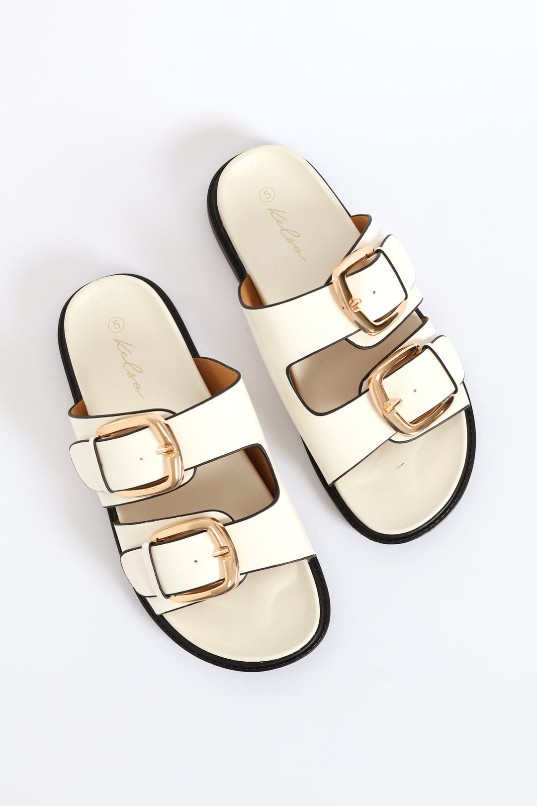 Classic Gold Double Buckle Slide - Off White