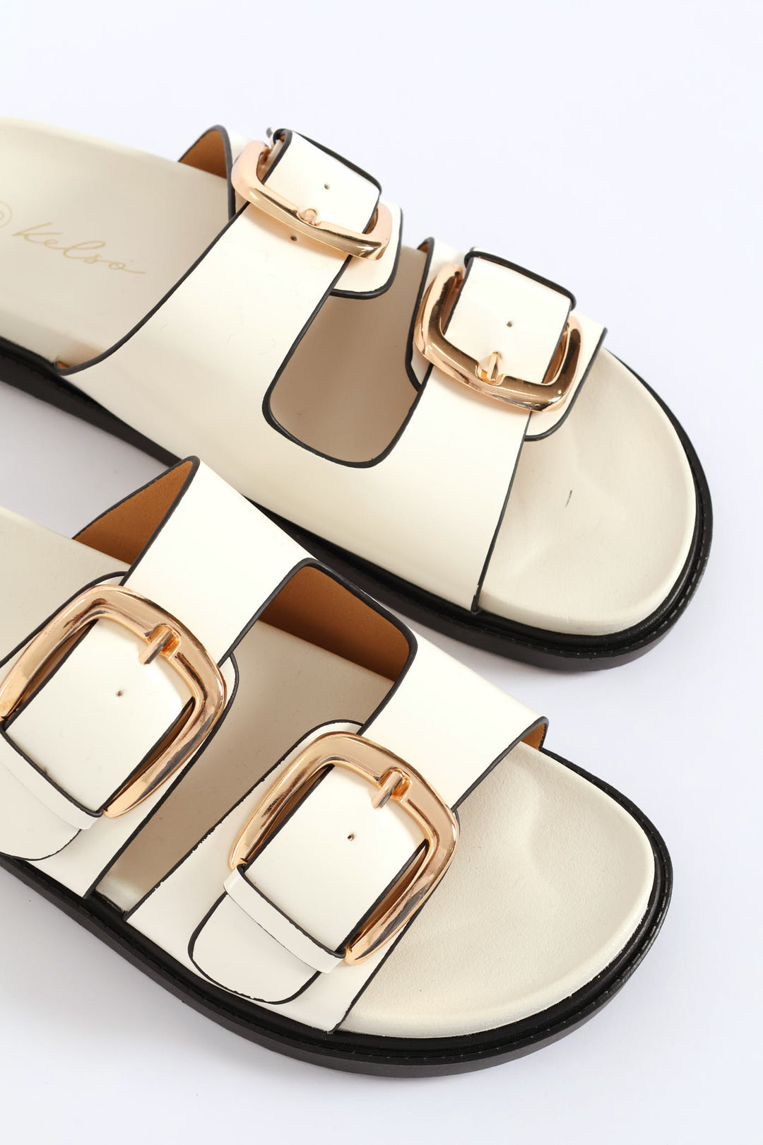 Classic Gold Double Buckle Slide - Off White