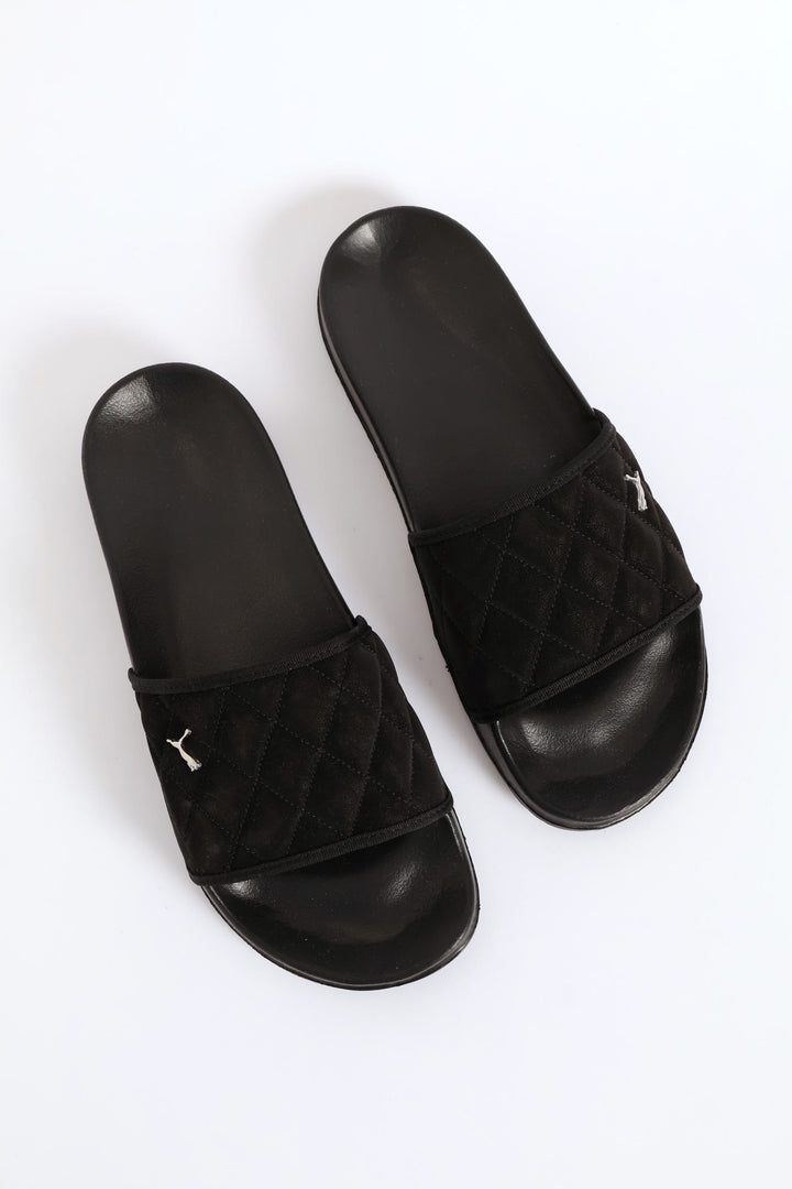 Poolcat Quilt Cat Sandal - Black