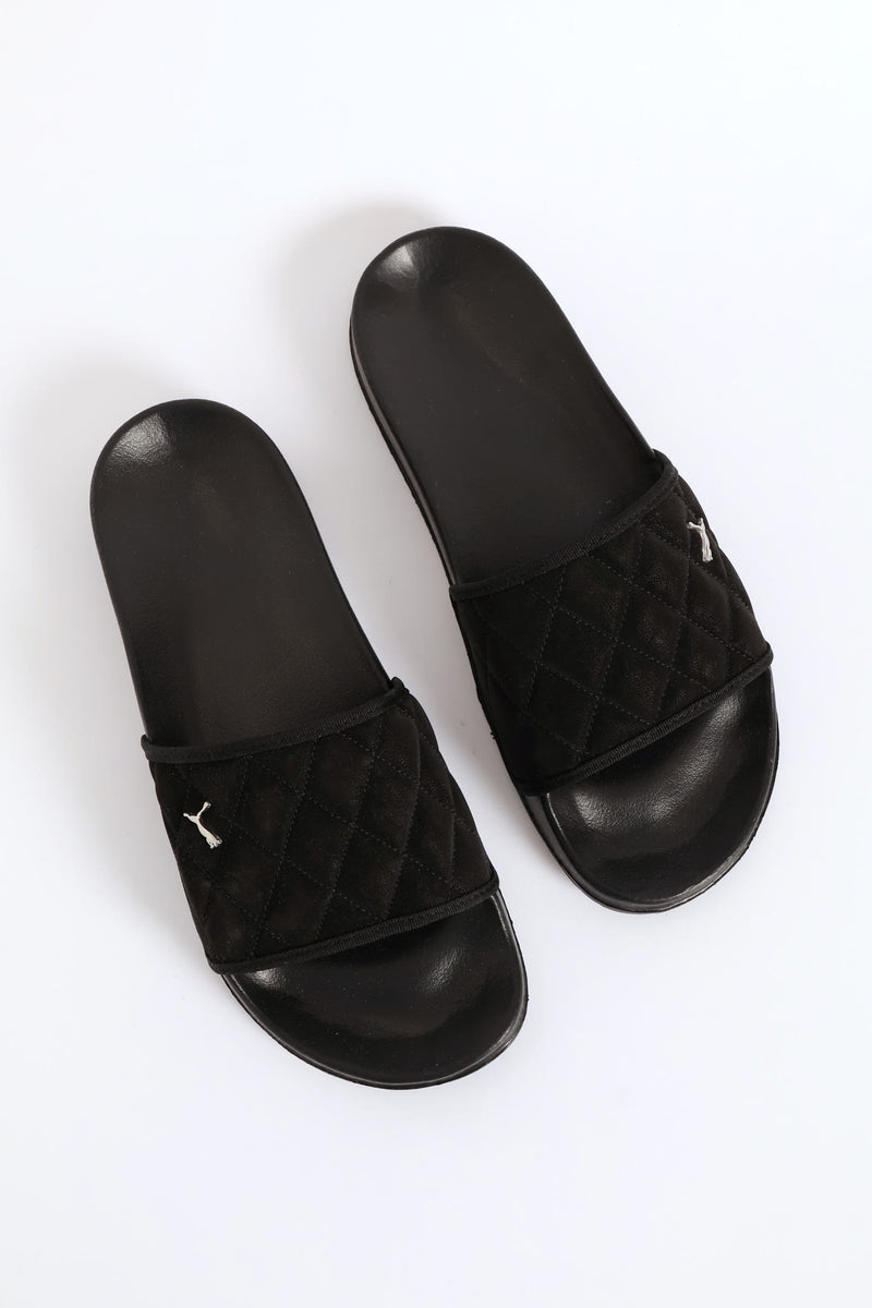 Poolcat Quilt Cat Sandal - Black