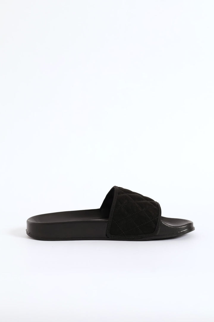 Poolcat Quilt Cat Sandal - Black